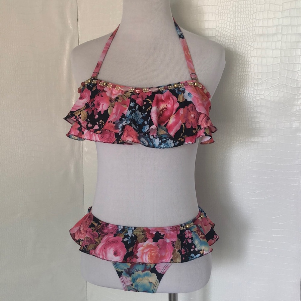 STUNNING FLORAL RUFFLES BIKINI 👙